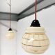 Set of 2 vintage ceiling lamps with golden lines, 1960s