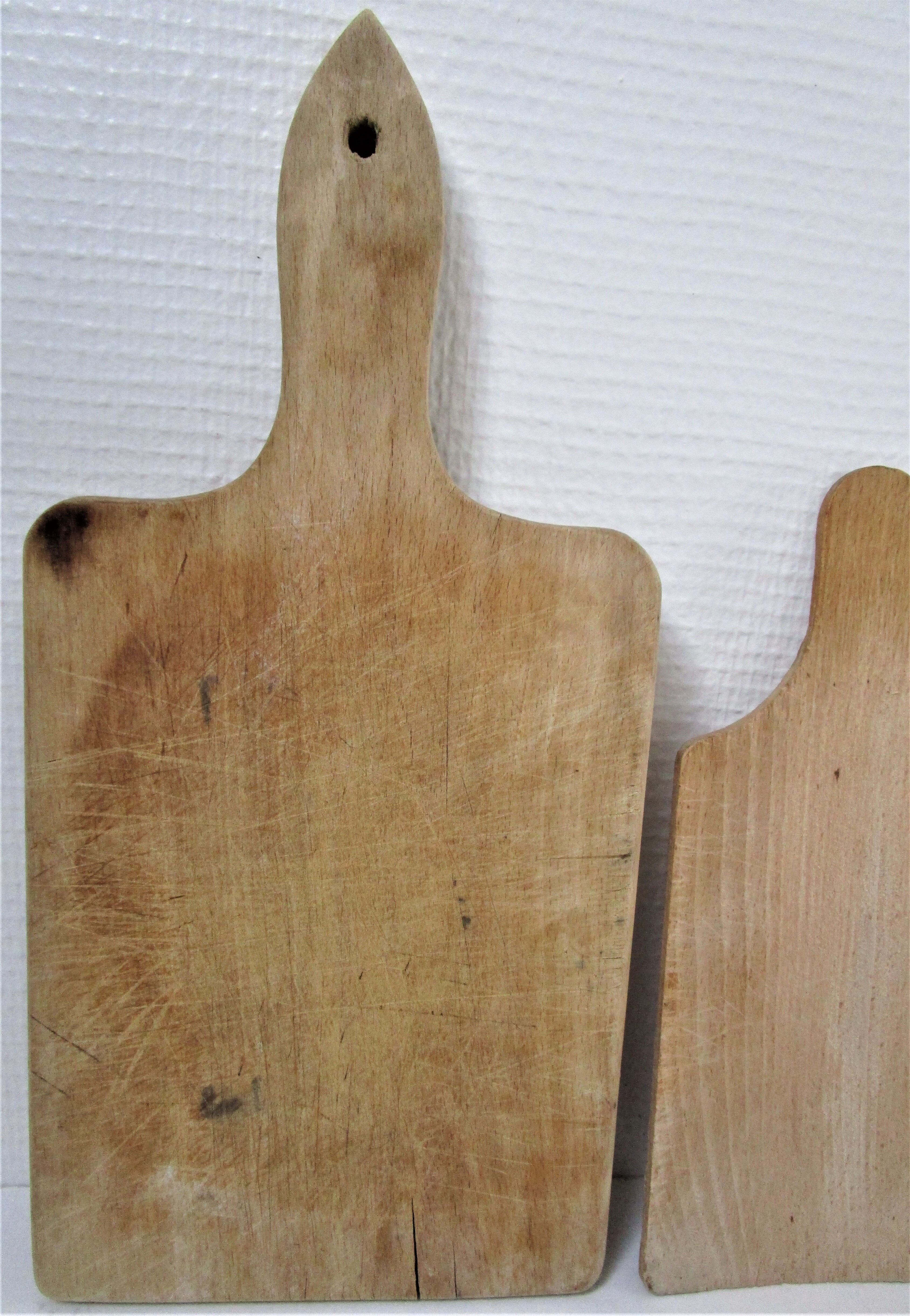 Three vintage solid wood cutting boards