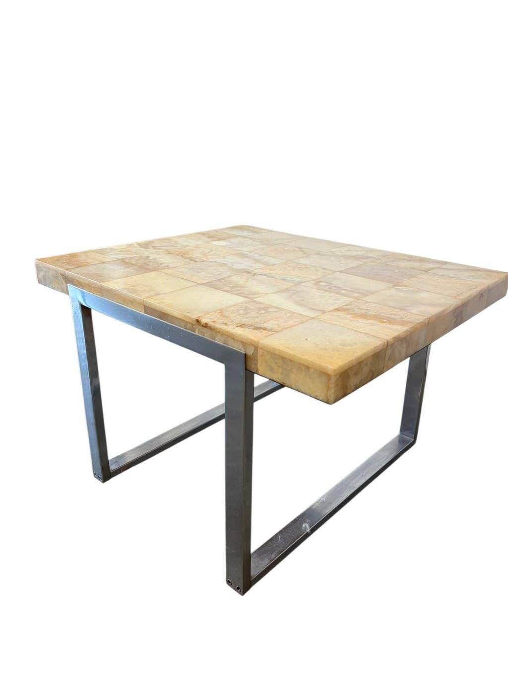 Vintage chrome square coffee table