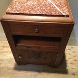 Bedside solid oak and brown marble