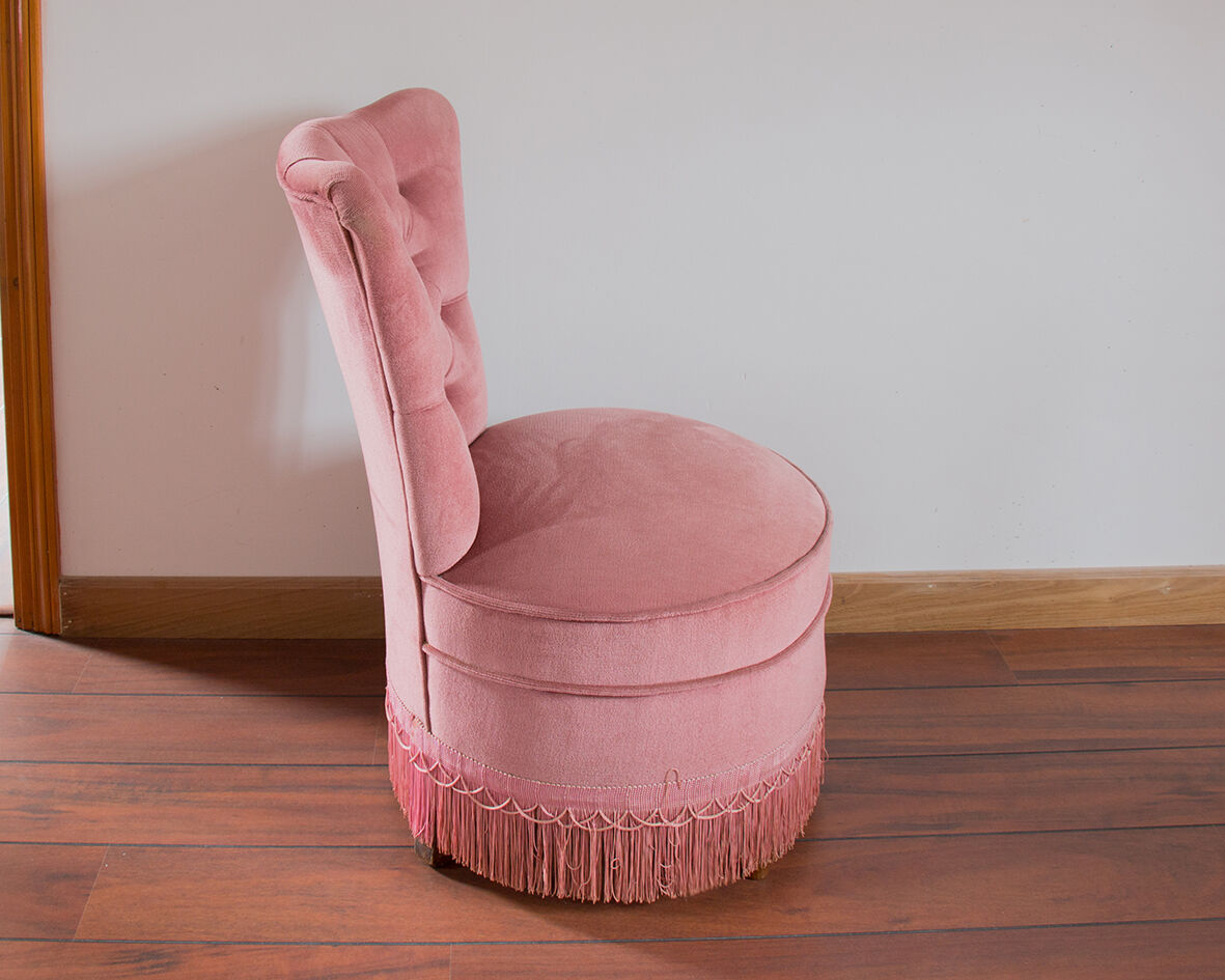 Fauteuil crapaud rose poudré