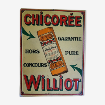 Ancienne plaque en tôle "Chicorée Williot" 24x34cm 20's