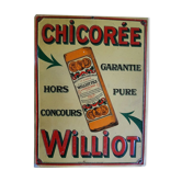 Old sheet metal plate "Chicorée Williot" 24x34cm 20's