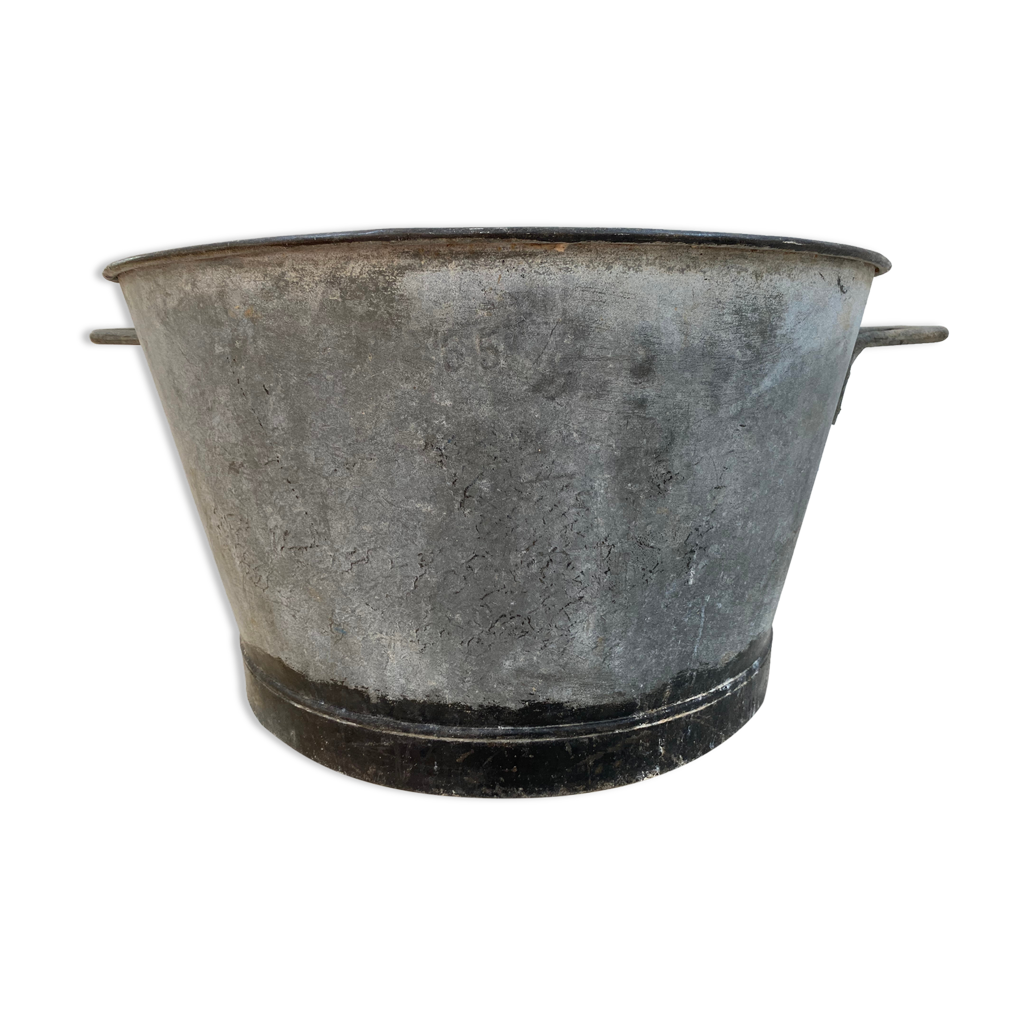 Authentique lessiveuse XXL ancienne en zinc / diamètre 70cm | Selency