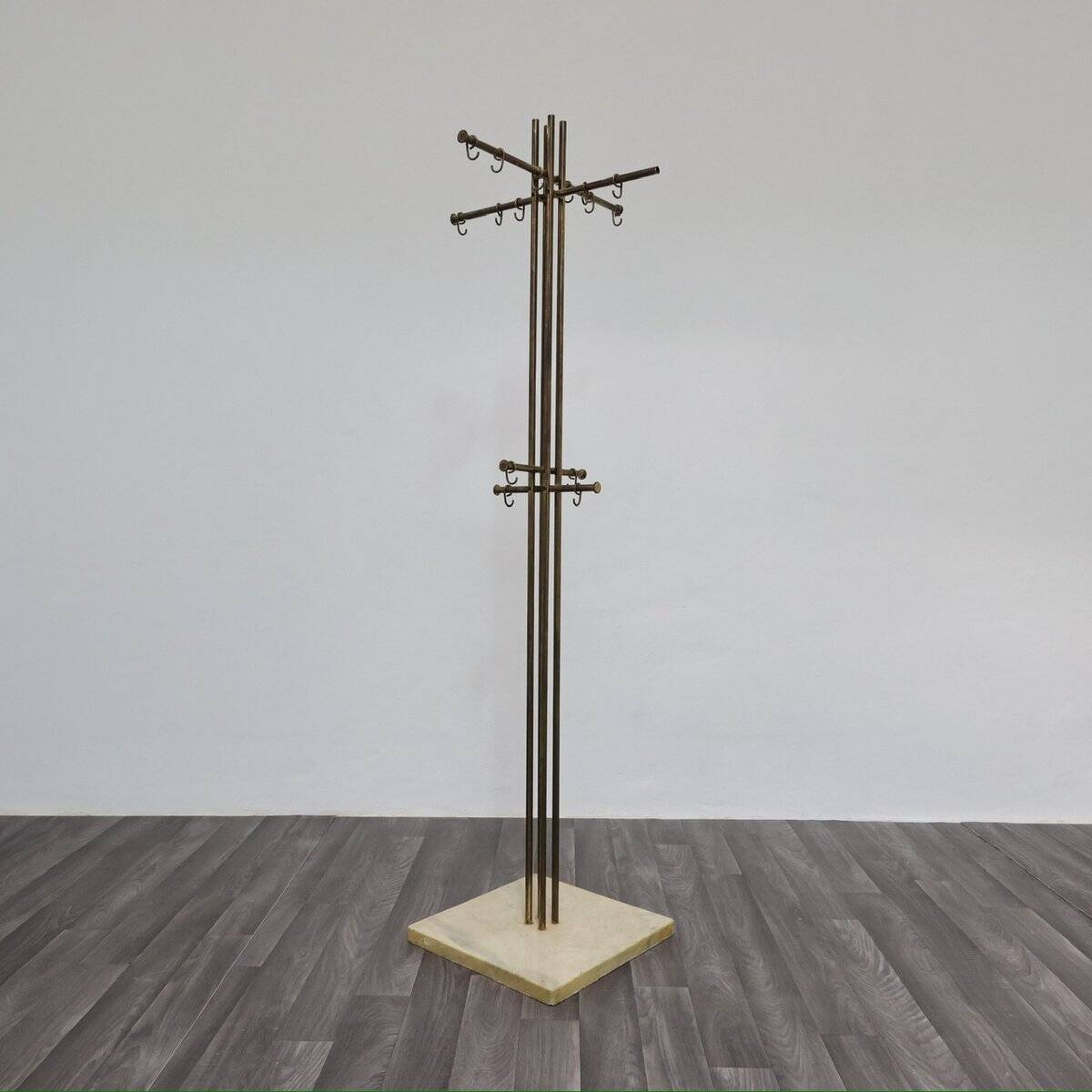Modern Marble and Brass Coat Rack by Renato Zevi for Metalarte, 1970s
