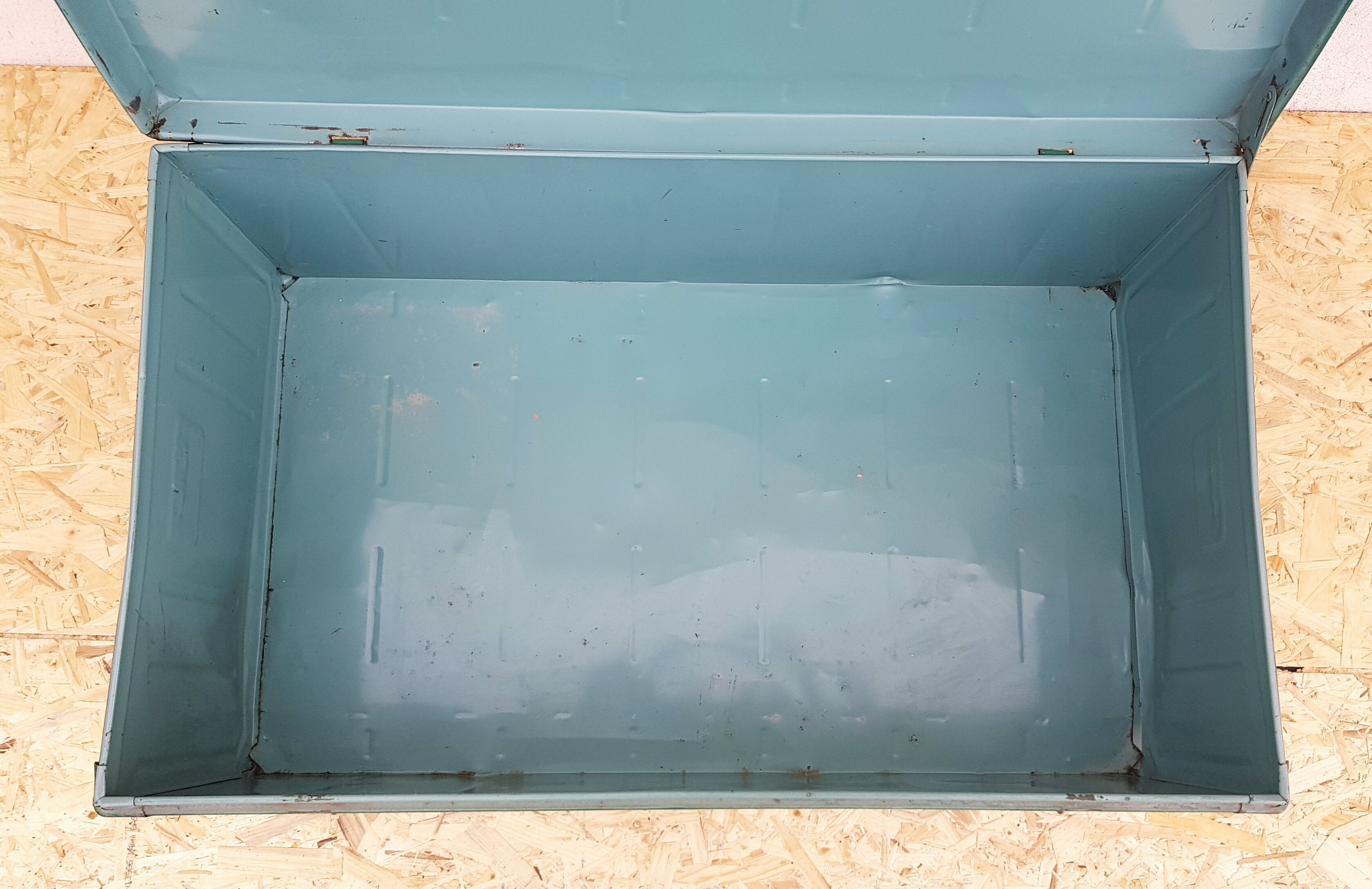 Military green metal trunk