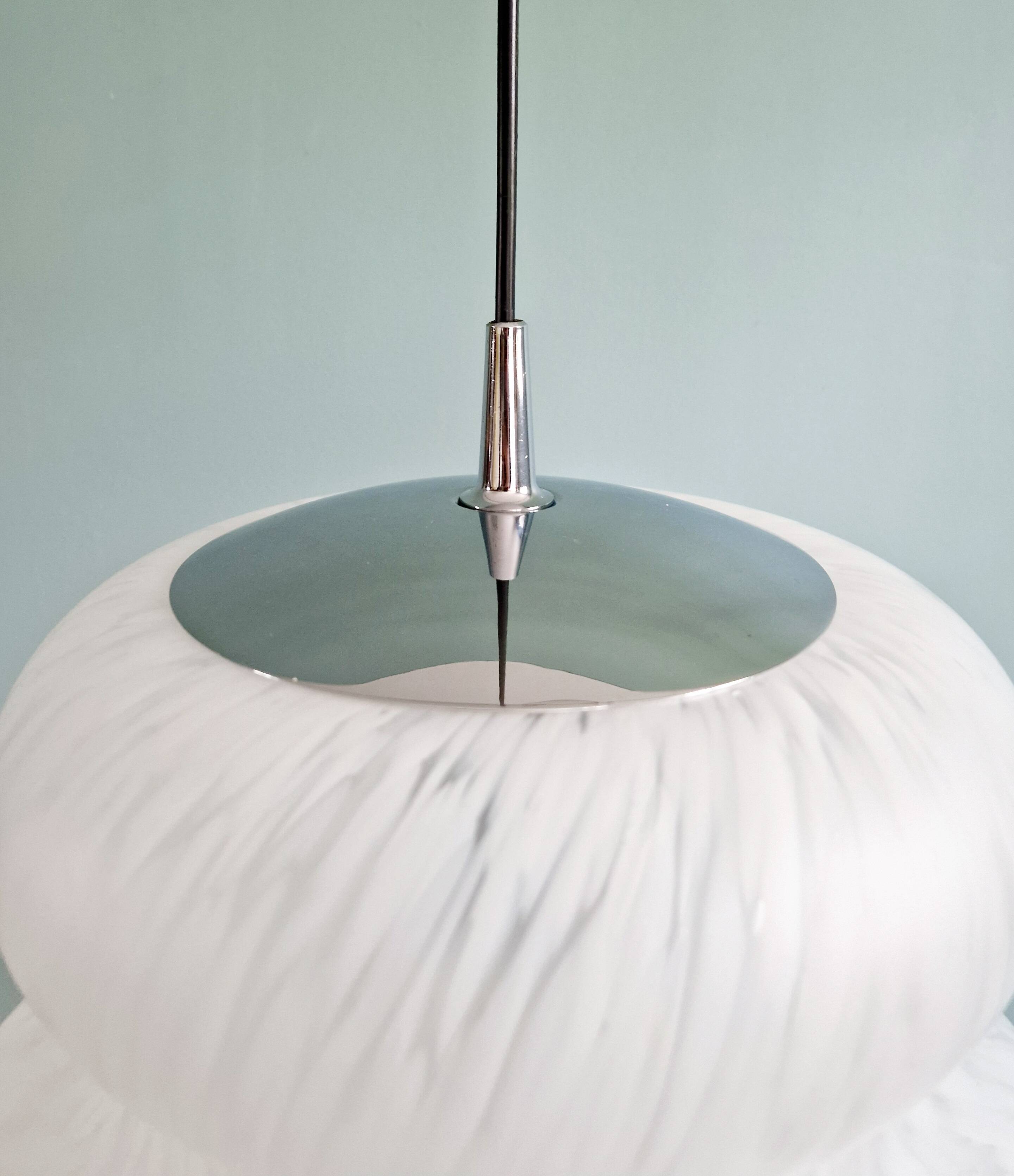 Large Space Age pendant light in speckled glass, Peill & Putzler, 1970s