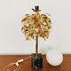 Gilded  italian Hollywood Regency bay leaf table lamp by Sergio Terzani