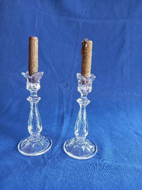 Pair of cut glass candlesticks