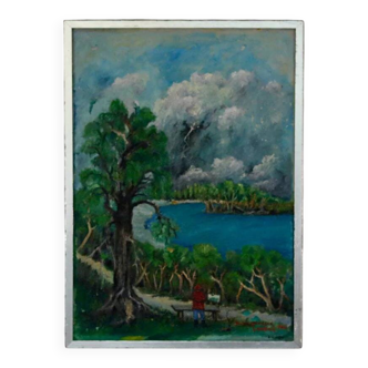 Original Mid Century Swedish Oil on Panel – “London” by Sven Jonsson