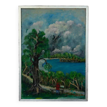 Original Mid Century Swedish Oil on Panel – “London” by Sven Jonsson