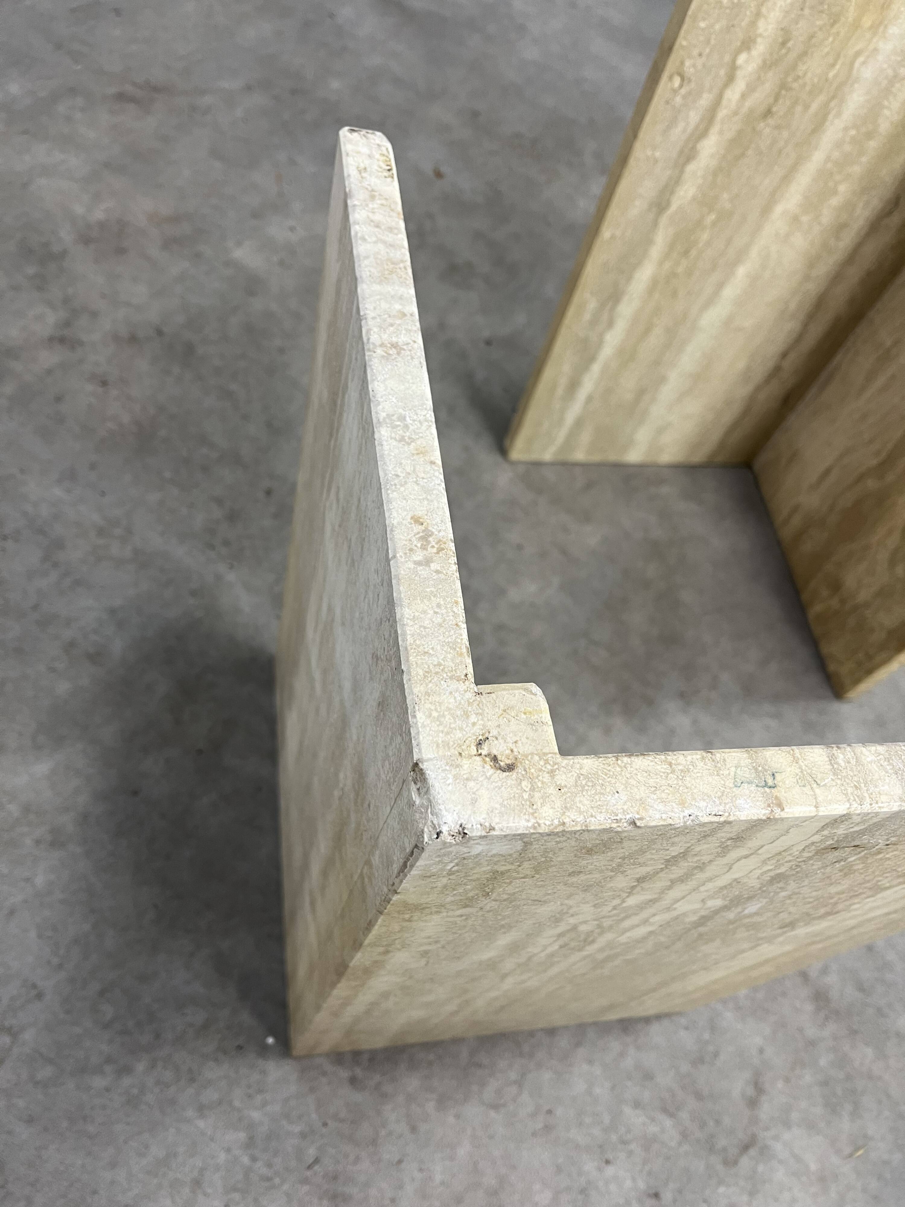 Travertine rectangular coffee table with rounded edges