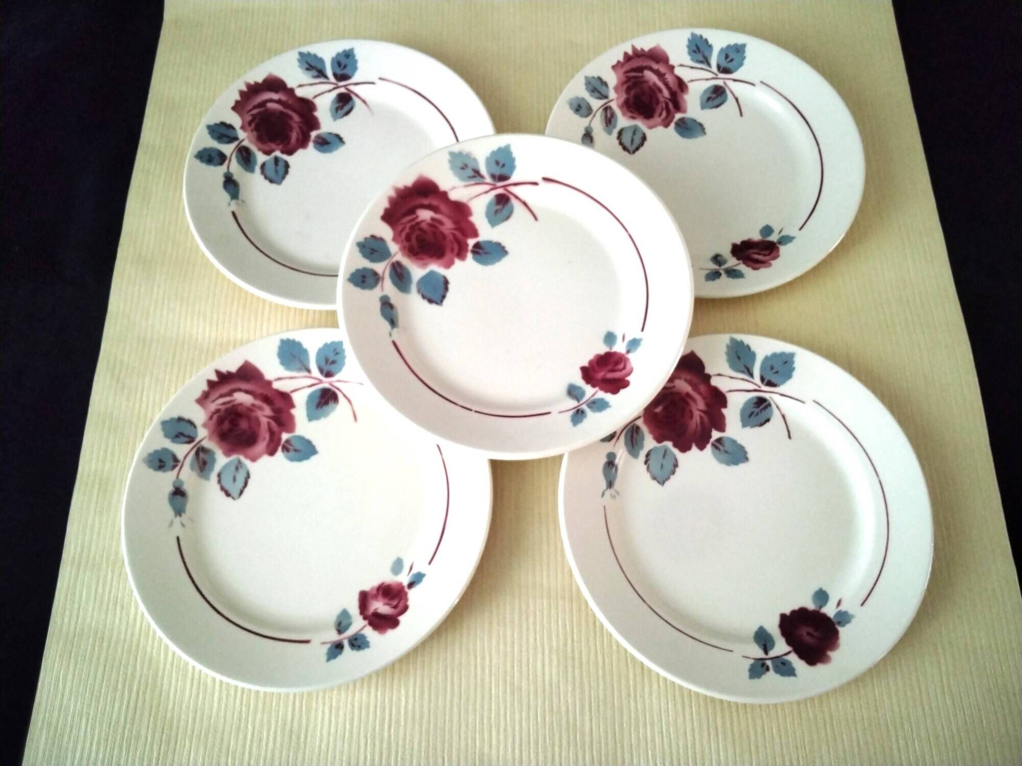 5 dessert plates half porcelain from Badonviller