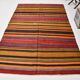 Tapis Kilim turc vintage à rayures vertes et oranges 6x9 174x272 cm SK 2311