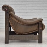 1970s, Scandinavian design, chair in safari style, original condition, leather.