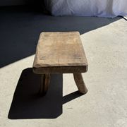 Small stool, rectangular accent stool in solid teak wabi-sabi H26.