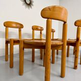 Set of 6 solid pine chairs, Scandinavian design, Reiner Daumiller