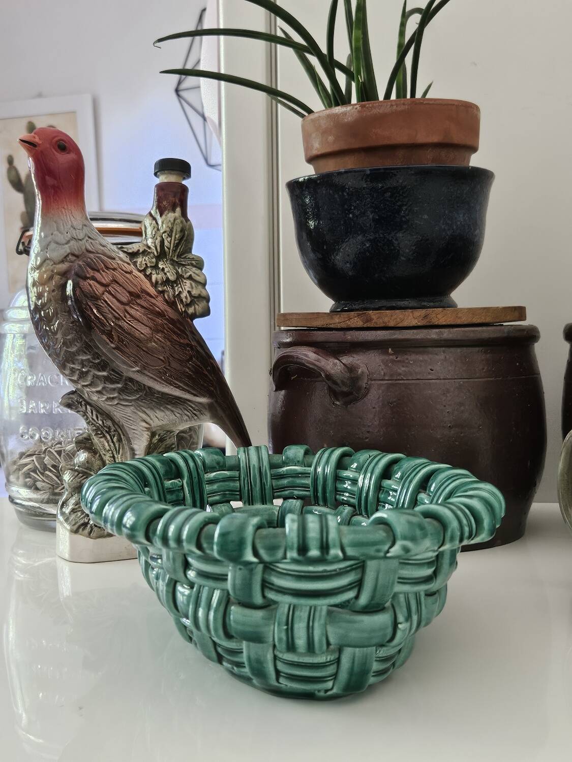 Vintage woven ceramic basket