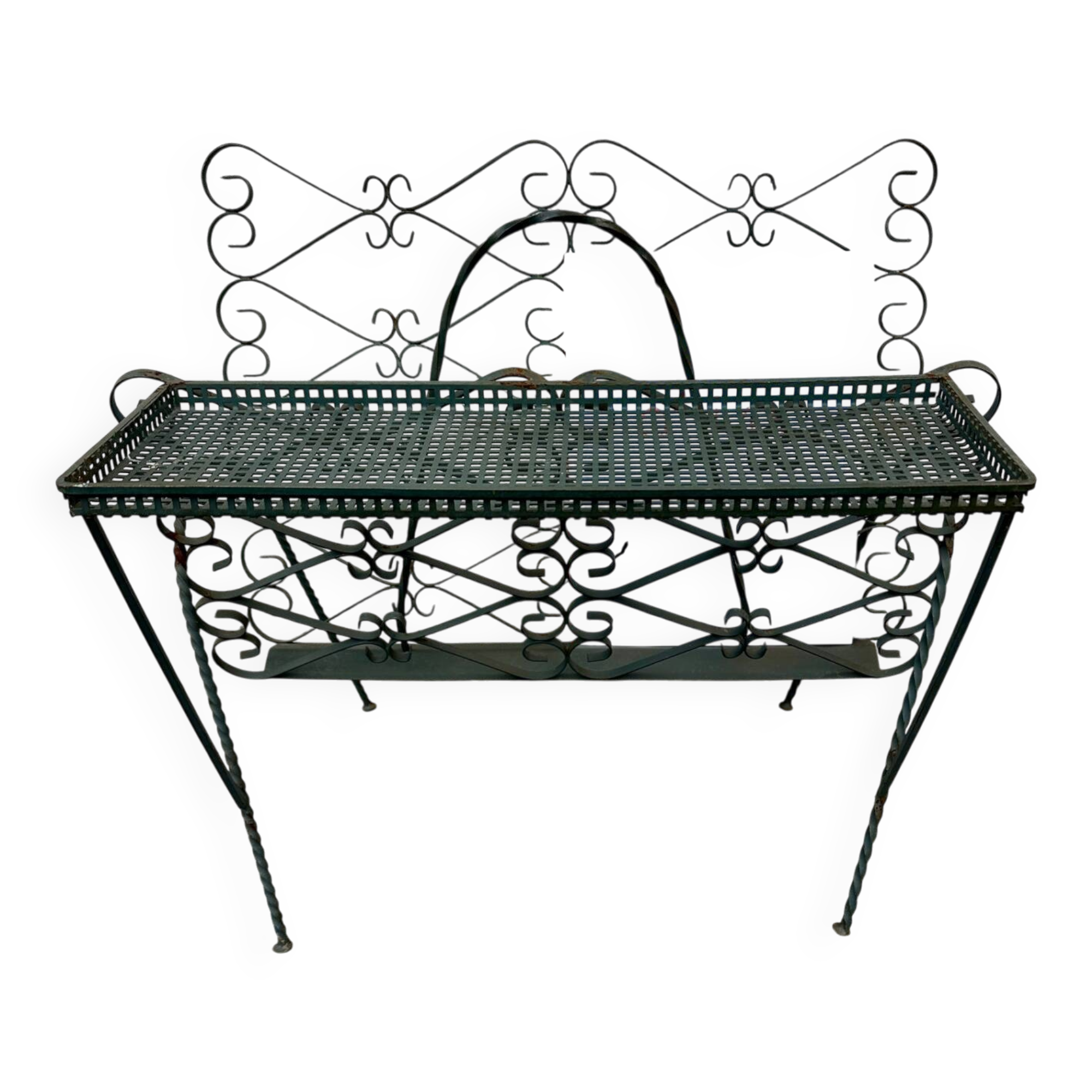 Vintage wrought iron magazine rack, Matego.