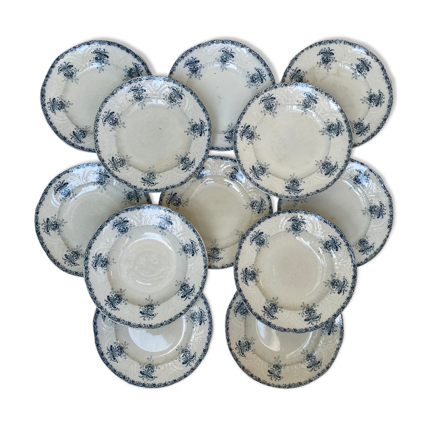 Plates iron earth flowers