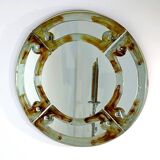 Miroir italien rond en verre de Murano du milieu du siècle par Mazzega, années 1960