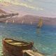 Tableau HSP "Mediterranean Sea" sailing boats in the port signed Dorges