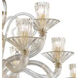 Grand Imperial “Rigadin” Murano Glass Chandelier in Transparent and Gold