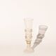 pair of green glass champagne flutes - points