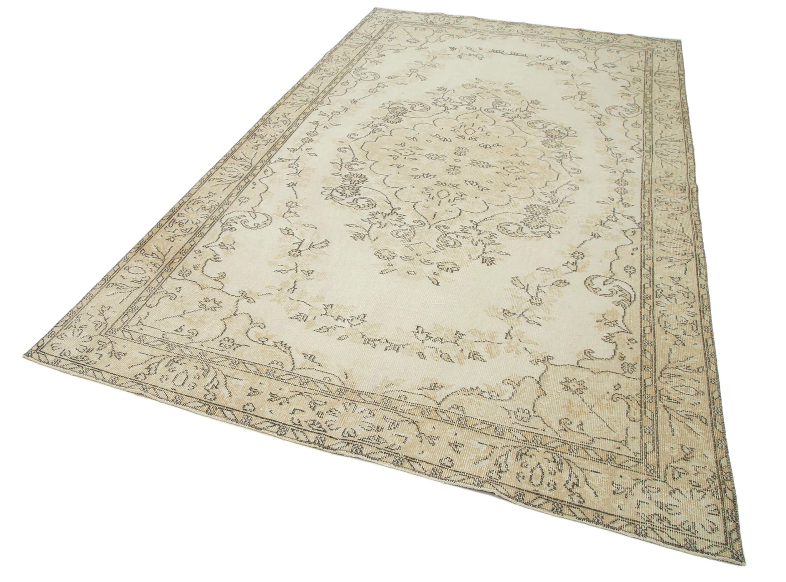 Handwoven anatolian beige carpet 174 cm x 294 cm