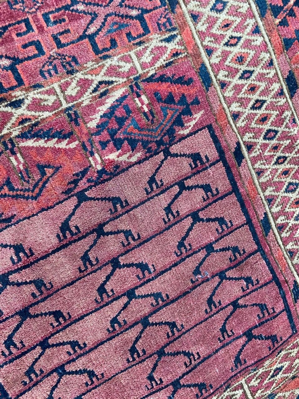 Ancient Turkmen Afghan Hatchlou handmade carpet 133x133 cm