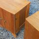 Pair of vintage bedside tables in blond and gilded oak from the 50s