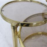 Mid century brass plated 3-tier swivel coffee table after Milo Baughman