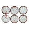 6 fondue plates in earthenware of Saint Amand model eglantine