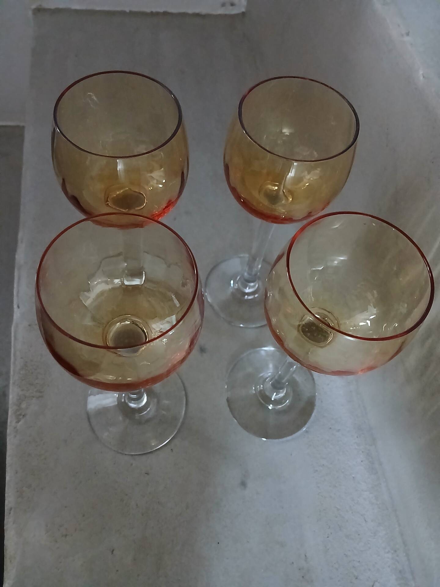 4 antique crystal stem glasses