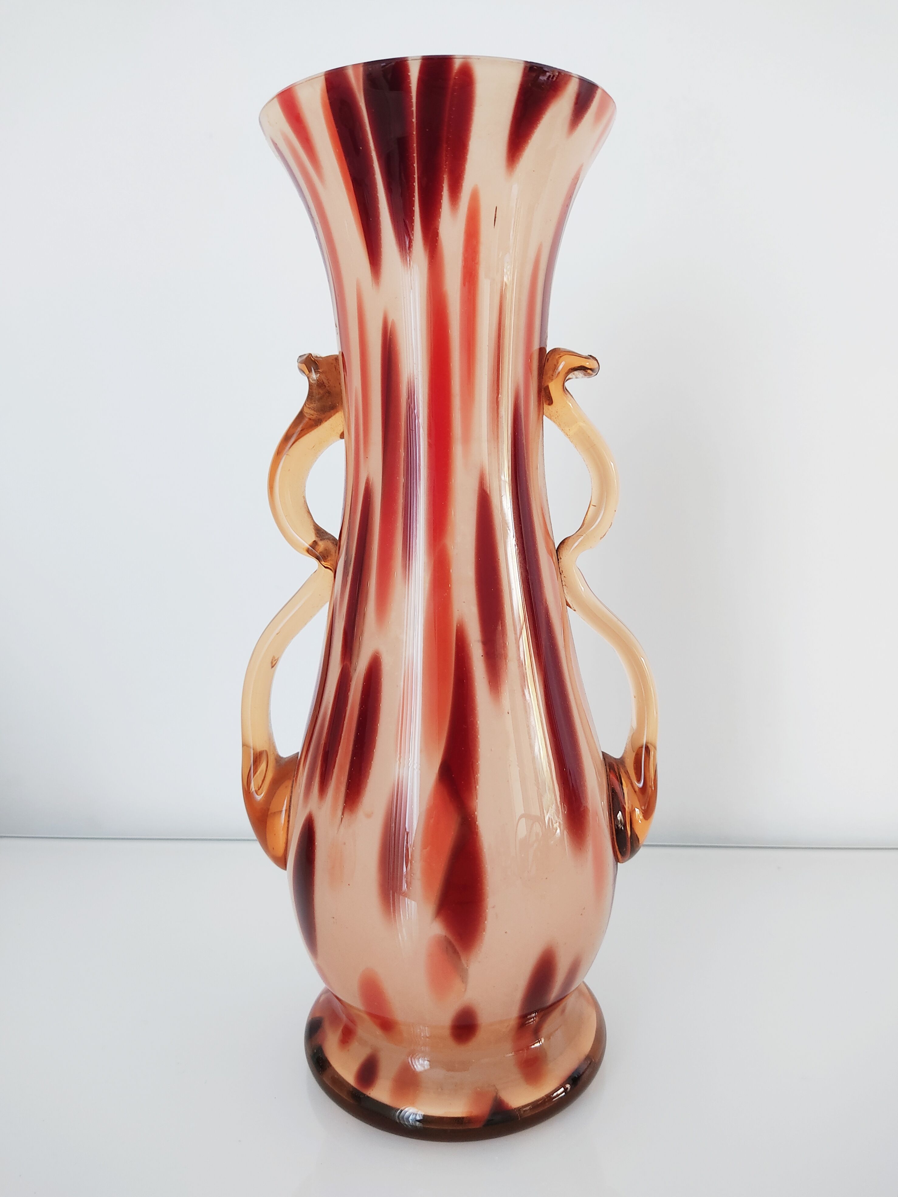 Vase verre tacheté verrerie de Scailmont début 20e
