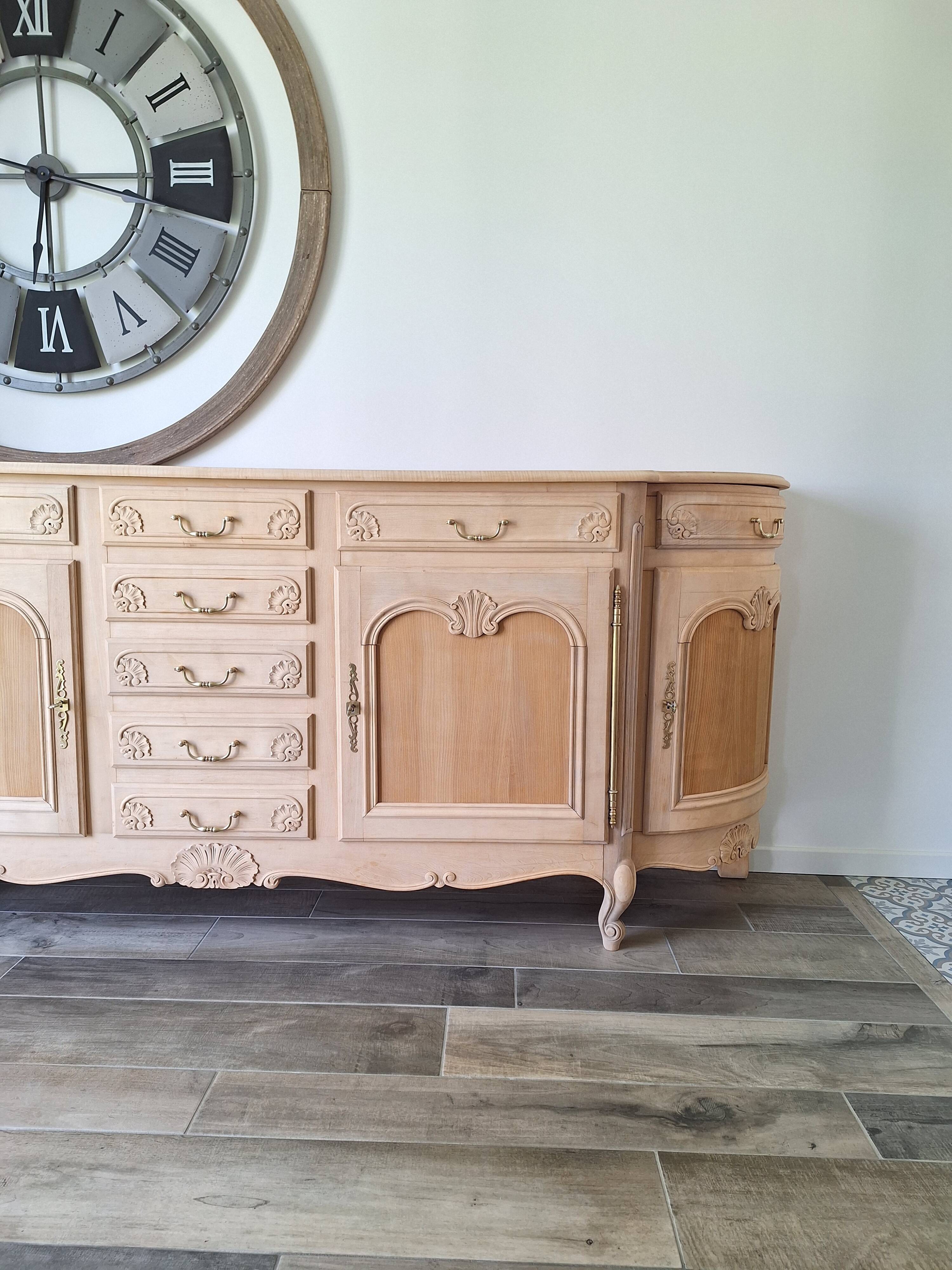 Low buffet in renovated solid cherry wood – Revisited Louis XV style – 250 cm