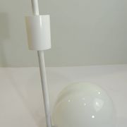 Vintage 70s pendant lamp in white opaline glass, 20 cm globe, chrome, light