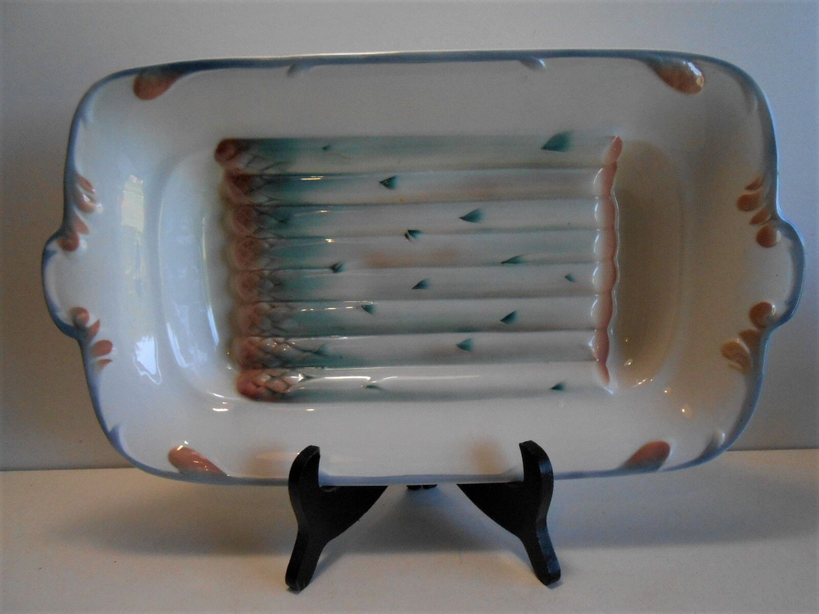 Dish asparagus Digoin Sarreguemines 1950s