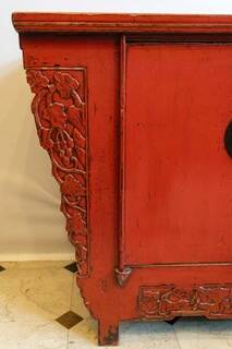 Antique Chinese red lacquer sideboard