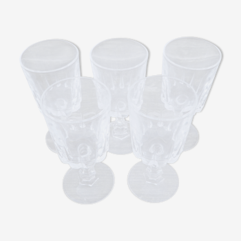 Ensemble de 5 petits verres à pieds anciens en cristal pour liqueur