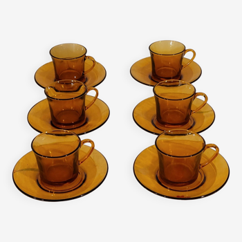 6 coffee cups and their saucers Duralex - vintage