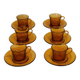 6 coffee cups and their saucers Duralex - vintage