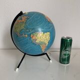 Globe vintage 1975 terrestre tripode verre Taride mappemonde - 28 cm