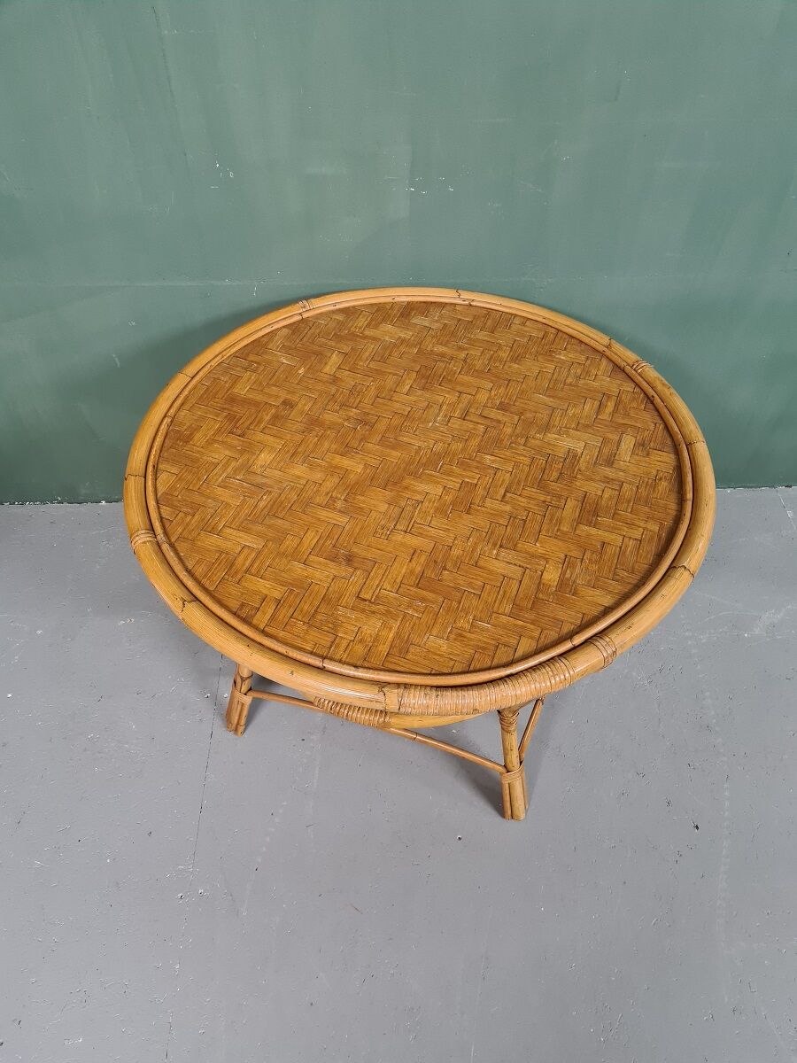 Retro Rattan Coffee Table 1990s.