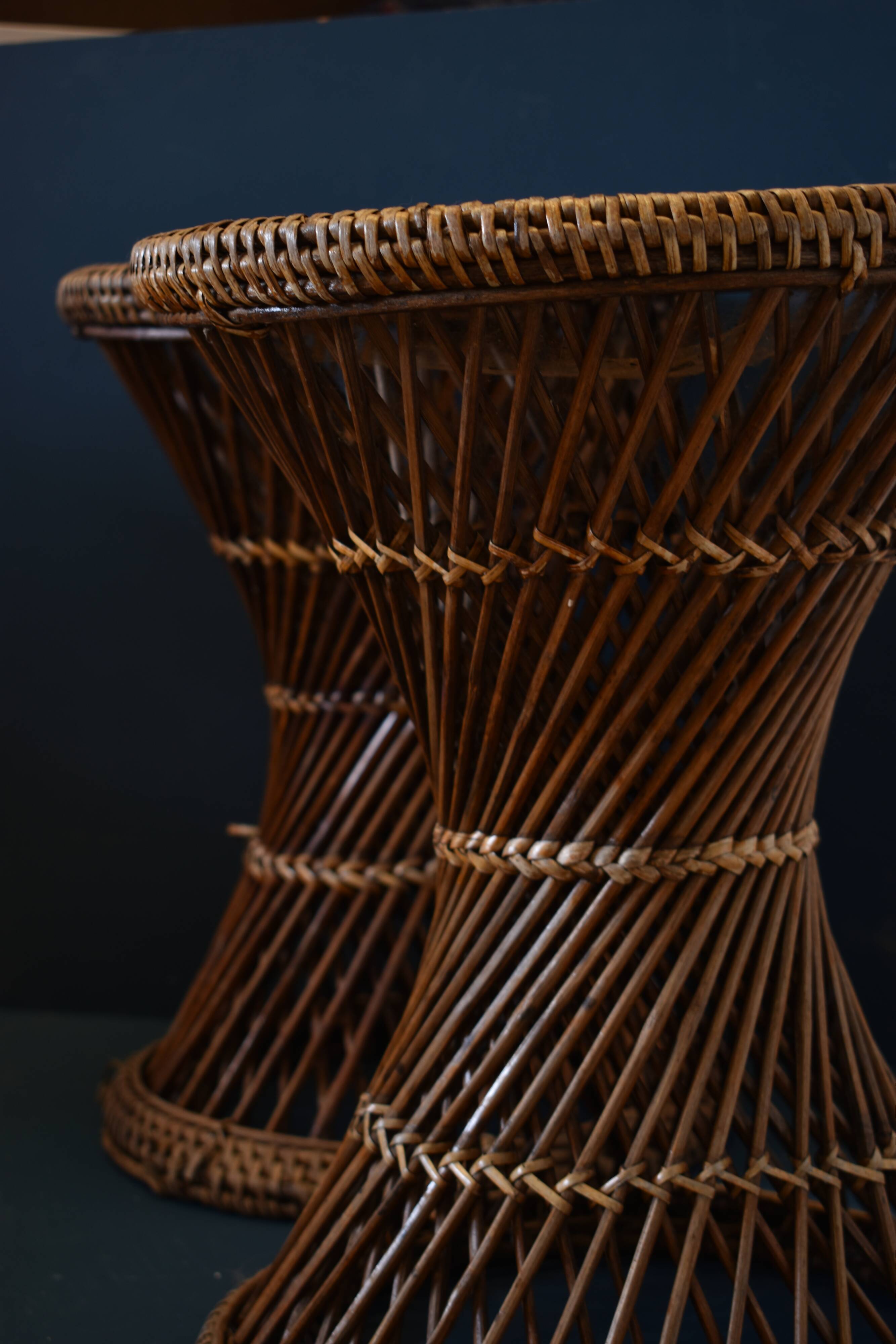 Tabouret diabolo osier vintage