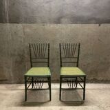 Paire de chaises vintage en bois style bambous