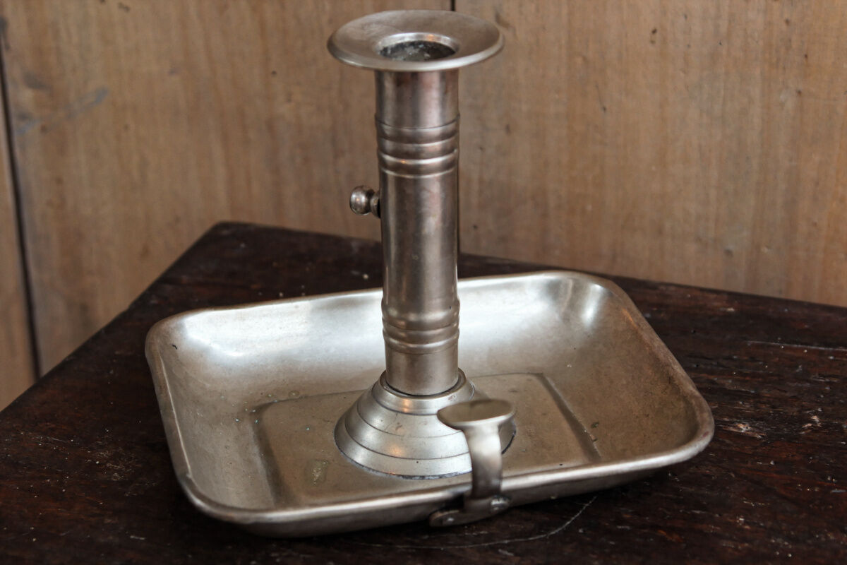 Silver brass cellar rat candle holder