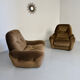 Lot of 2 cosy fabric armchairs, French design, vintage 1970s.
