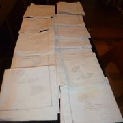 ensemble  nappe lin  et 12 serviettes tables  lin brodees anciennes