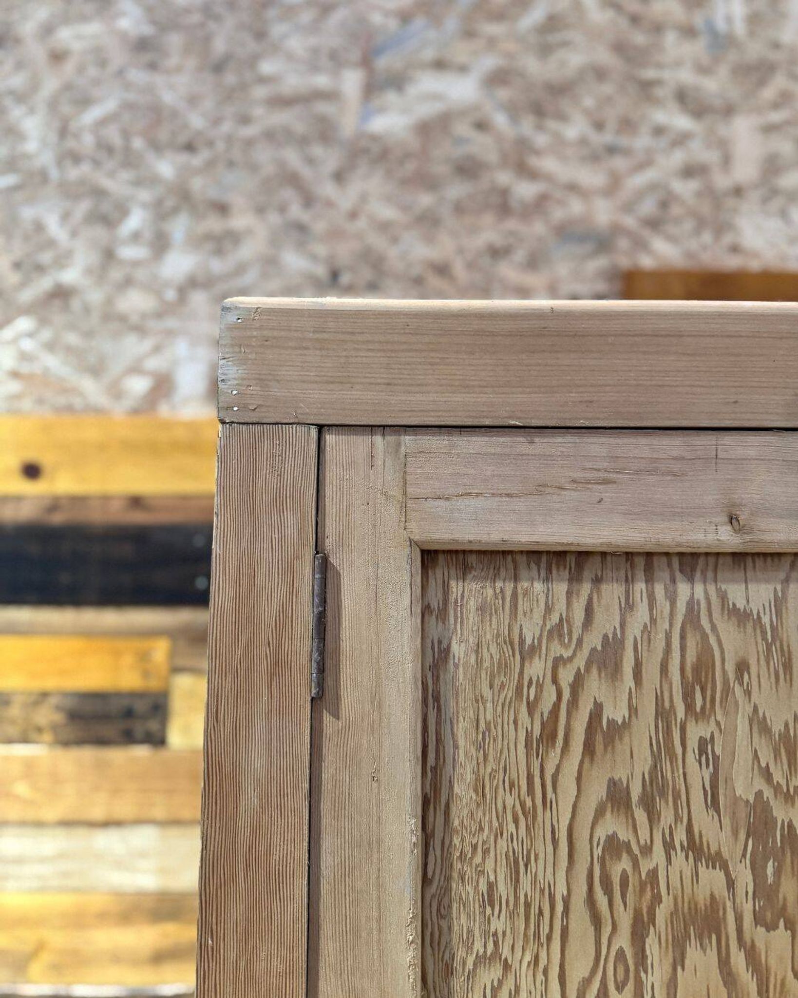 Old hardware cabinet in pitch pine - Early 20th century - Sandblasted